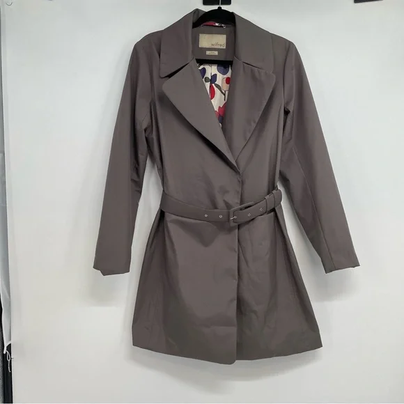 Aritzia Wilfred Trench Coat Women’s L Lined Button Up Belted Front Pockets - Picture 3 of 14